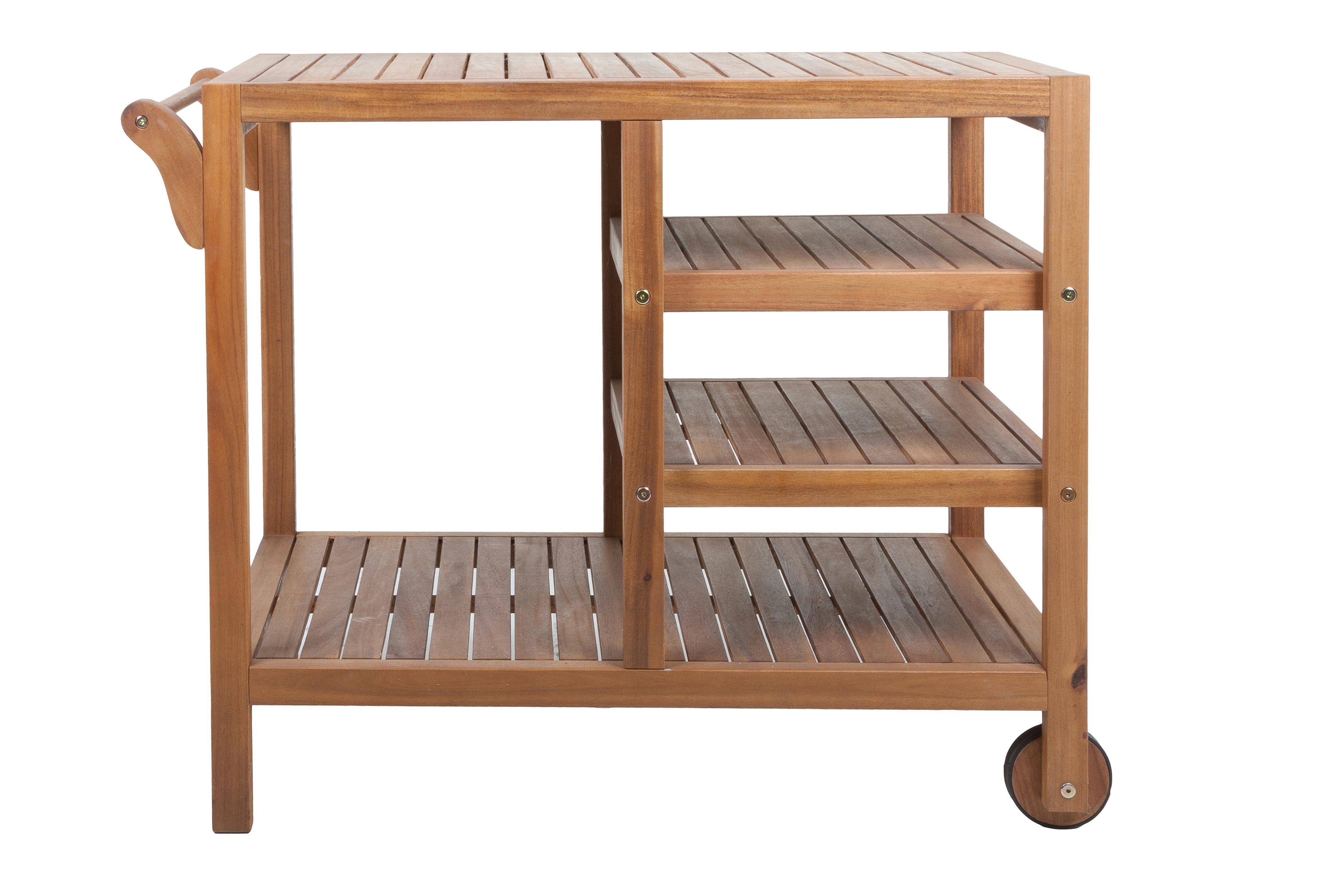 Servierwagen Akazienholz Akron mit Stauraum - Akaziefarben, Basics, Holz (54,5/75/89cm) - Gardenson