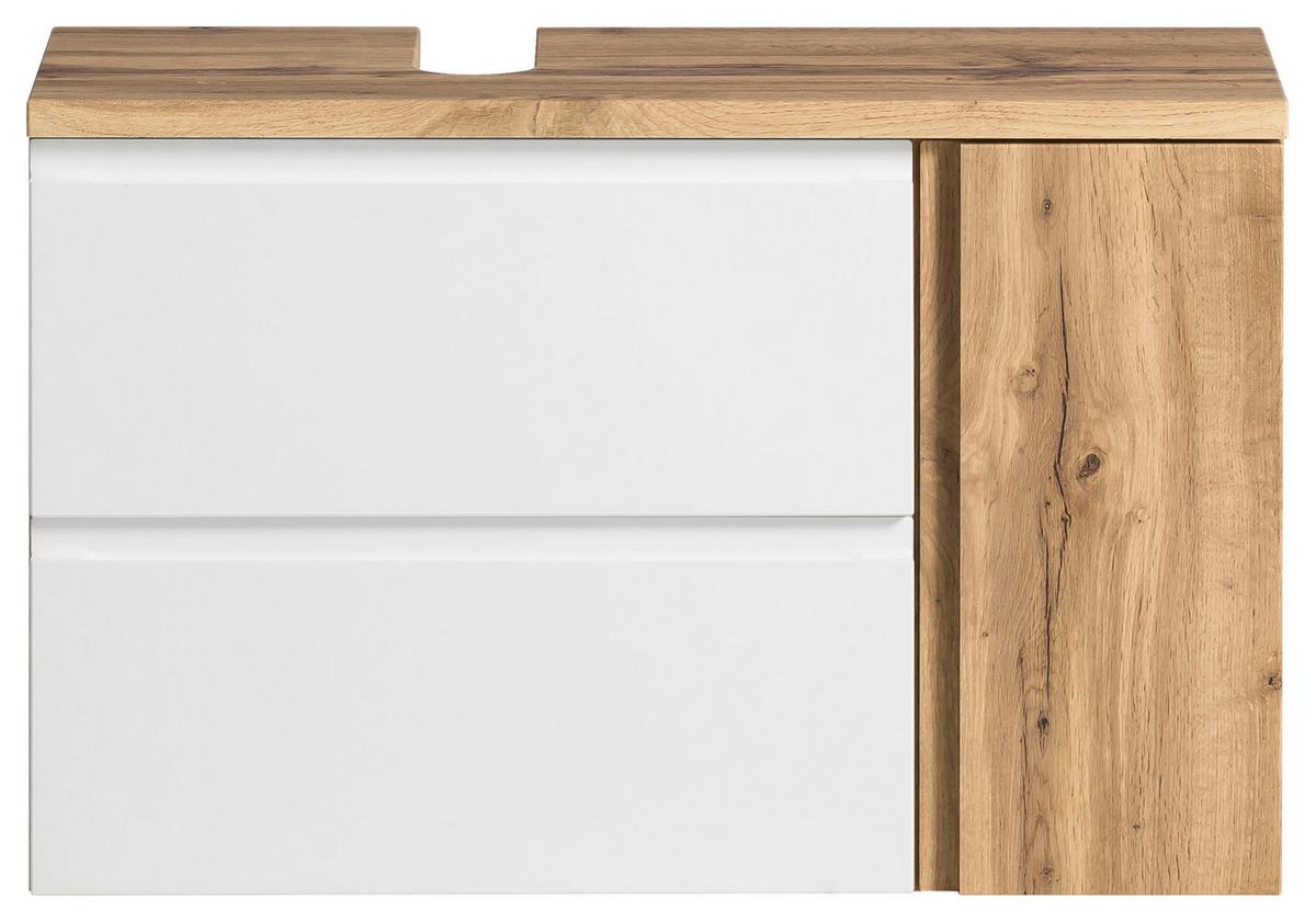 Waschbeckenunterschrank Varese B: 85 Cm Wotaneiche Dekor/weiß - Eiche Wotan/Weiß, MODERN, Holzwerkstoff (85/56/35cm) - Held
