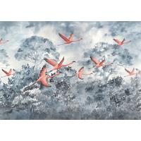 Fototapete Flamingos In The Sky - Multicolor, Trend, Papier (400/280cm) - Komar