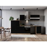 Küchenblock Merle Schwarz B: 310 cm - Eichefarben/Schwarz, Basics, Glas/Holzwerkstoff (310cm) - Respekta