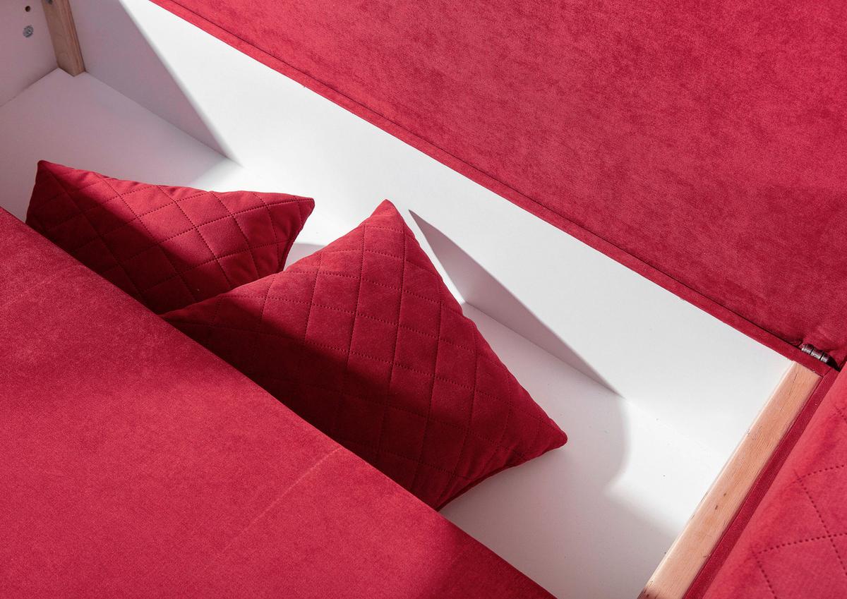 Ecksofa Barkley - Rot/Schwarz, KONVENTIONELL, Textil (176/243cm) - MID.YOU