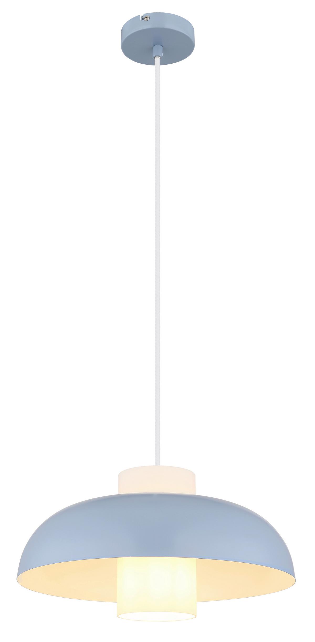 Hängeleuchte 15755b - Blau/Weiß, Trend, Glas/Textil (38/120cm) - Globo