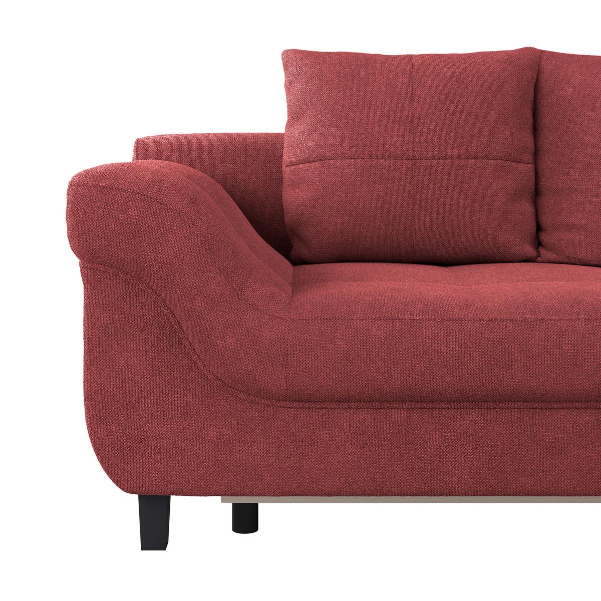 Ecksofa Mit Schlaffunktion & Bettkasten Mendoza Rot - Rot/Schwarz, Design, Textil (309/197cm) - Ondega
