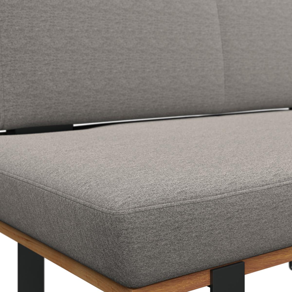 Sitzbank Tristan Webstoff hellgrau, B: 130cm - Hellgrau/Schwarz, MODERN, Holz/Textil (130/48/90cm) - James Wood