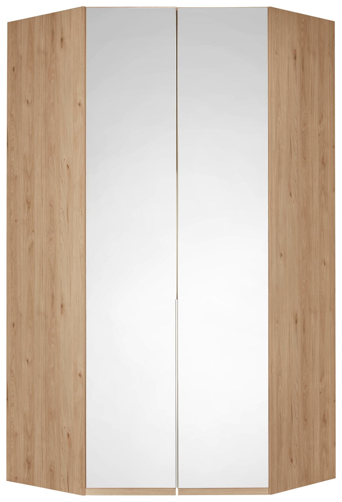 ROHOVÁ ŠATNÍ SKŘÍŇ NEW YORK - barvy dubu/barvy hliníku, Konvenční, kov/kompozitní dřevo (120/236/120cm)