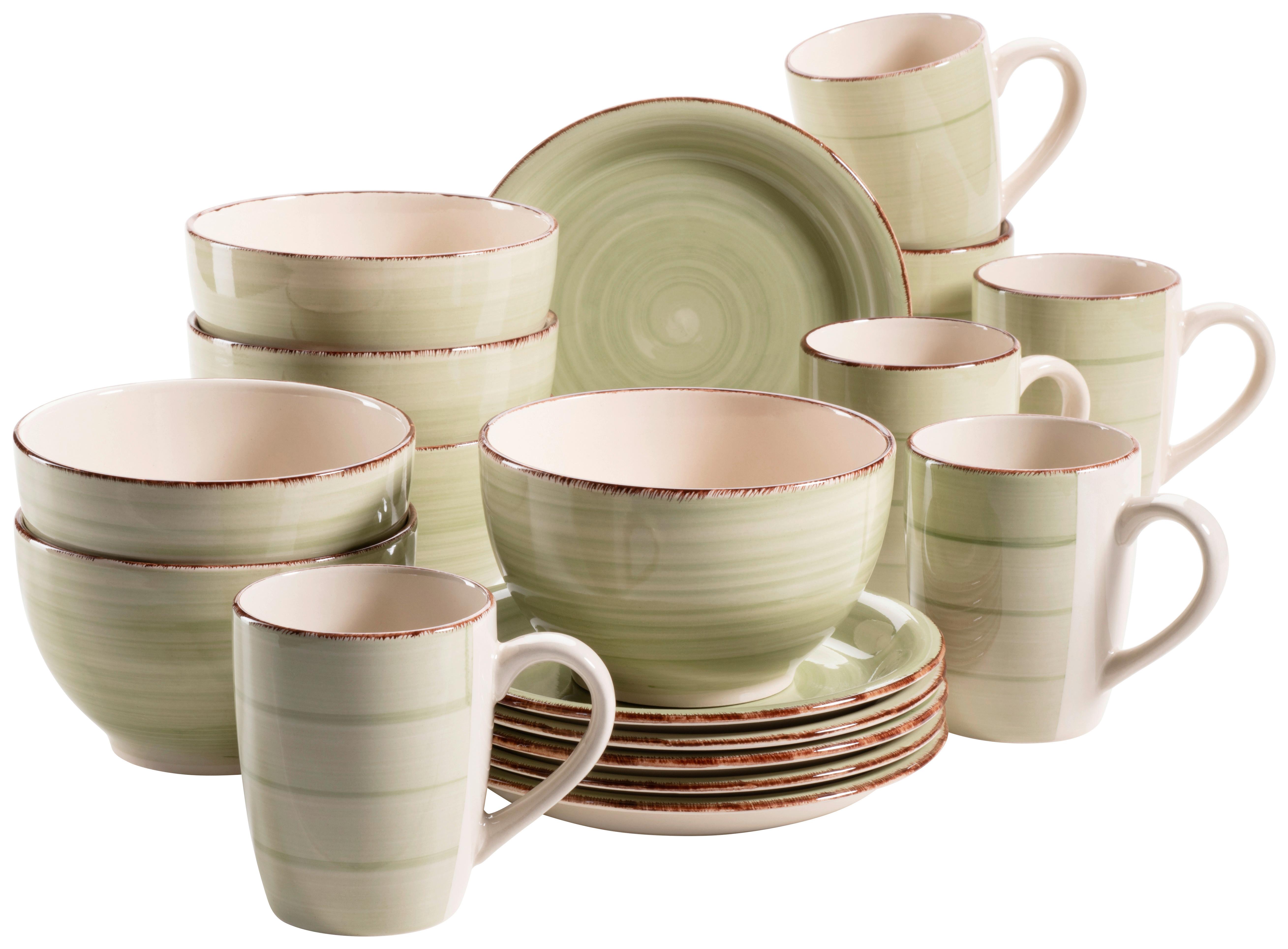 Frühstücksset Grün Lumaca Für 6 Personen, 18tlg. - Grün, Basics, Keramik - Mäser