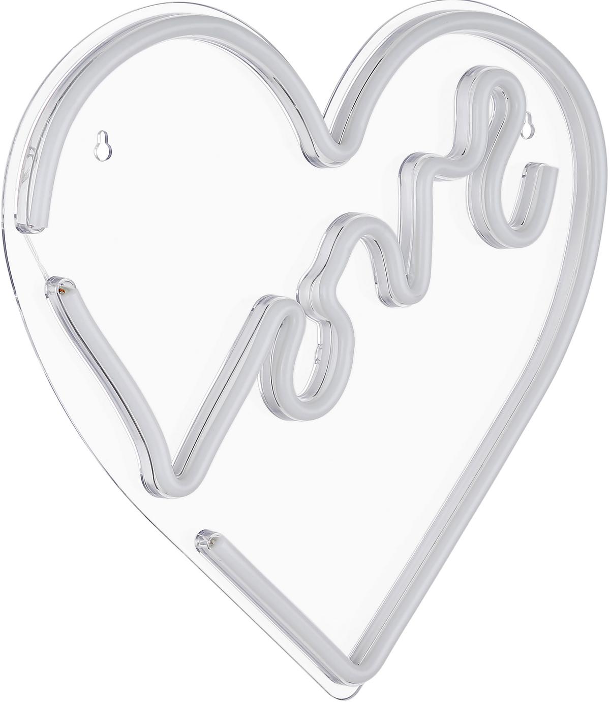 Led Falilámpa Love - áttetsző/fehér, Basics, műanyag (35/34/1,9cm) - Luca Bessoni