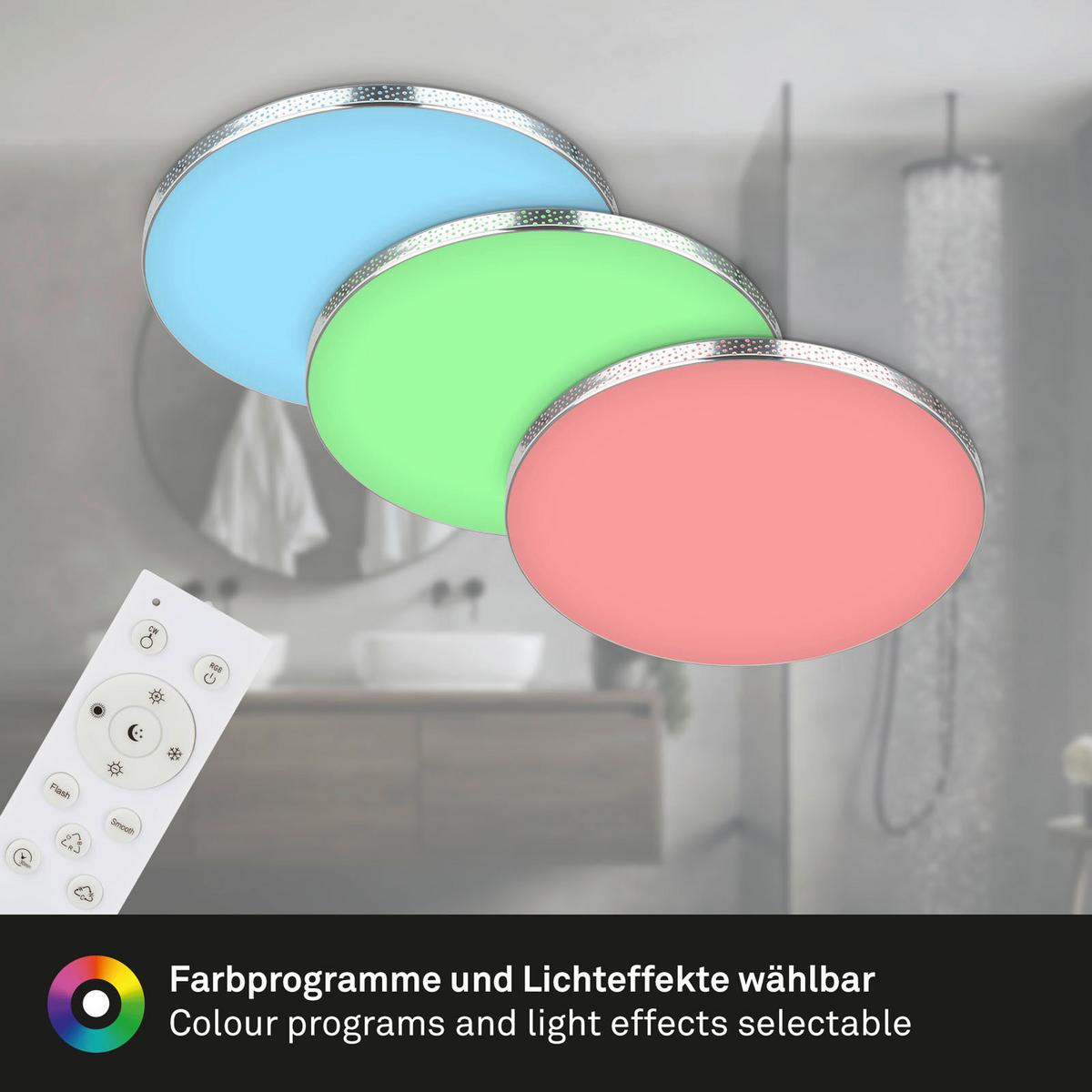 Led-deckenleuchte 3679-118 Ø 45,5 Cm Multicolor - Chromfarben/Weiß, Basics, Kunststoff/Metall (45,5/7,5cm) - Briloner