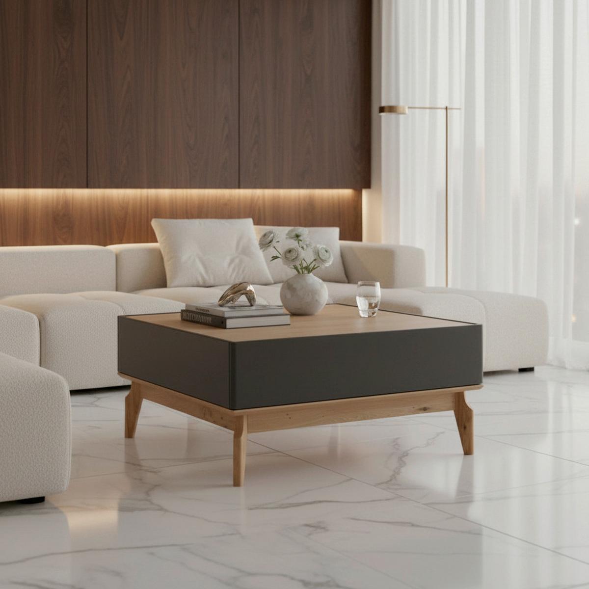 Konferenční stolek FOSCO - šedá/barvy dubu, Moderní, dřevo (80/80/38cm) - Bessagi Home