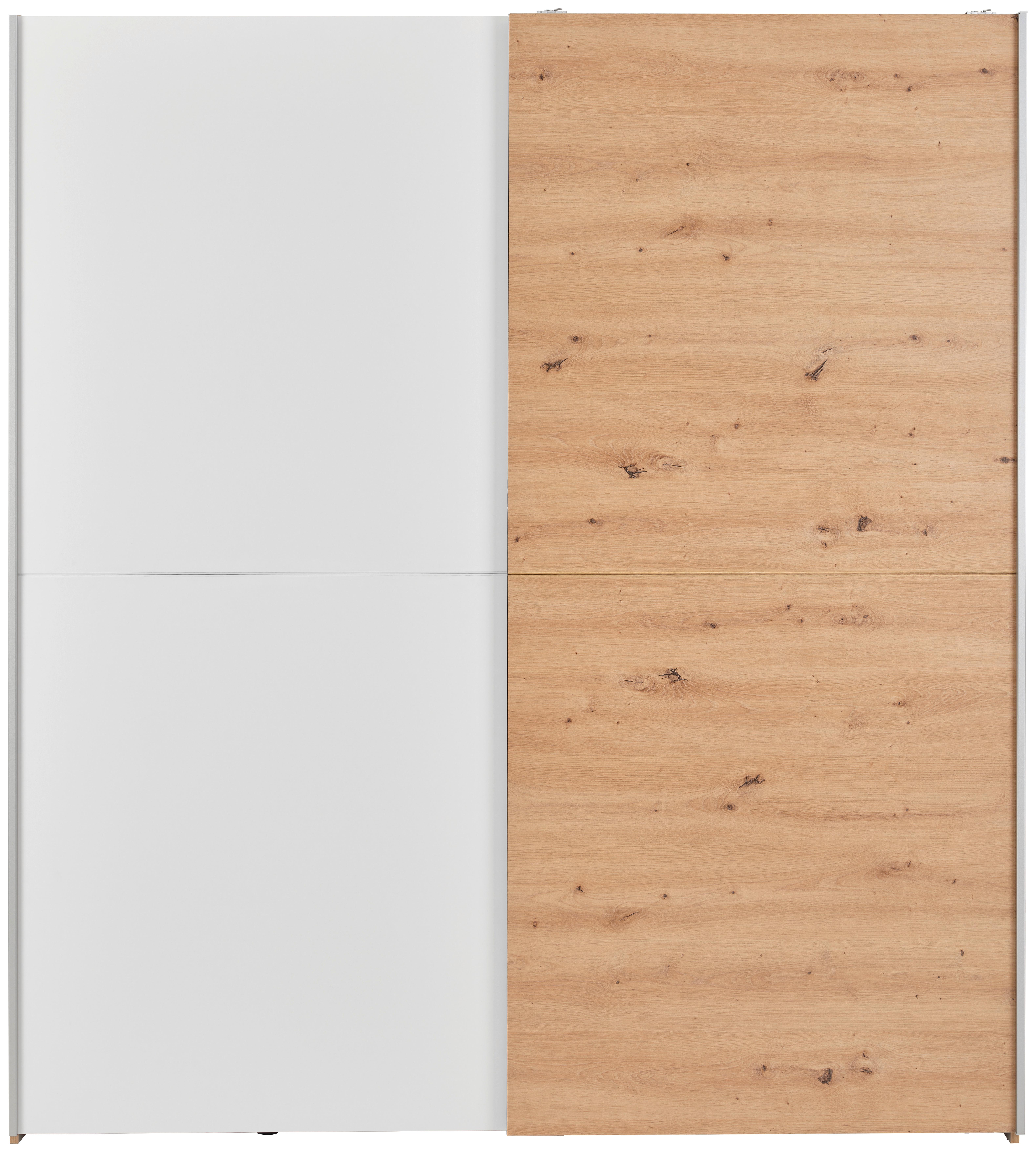 Schwebetürschrank Time, Weiß Eiche Artisan Dekor, B: 170 cm - Eichefarben/Weiß, Basics, Holzwerkstoff (170/190/59cm)