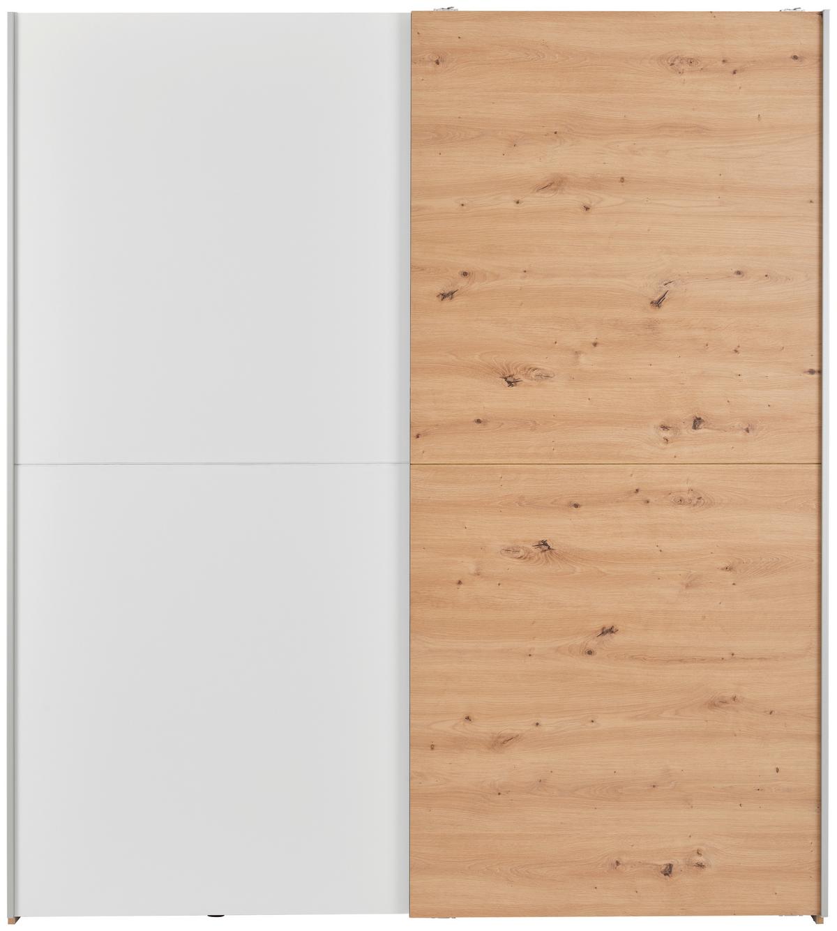 Schwebetürschrank Time, Weiß Eiche Artisan Dekor, B: 170 cm - Eichefarben/Weiß, Basics, Holzwerkstoff (170/190/59cm)
