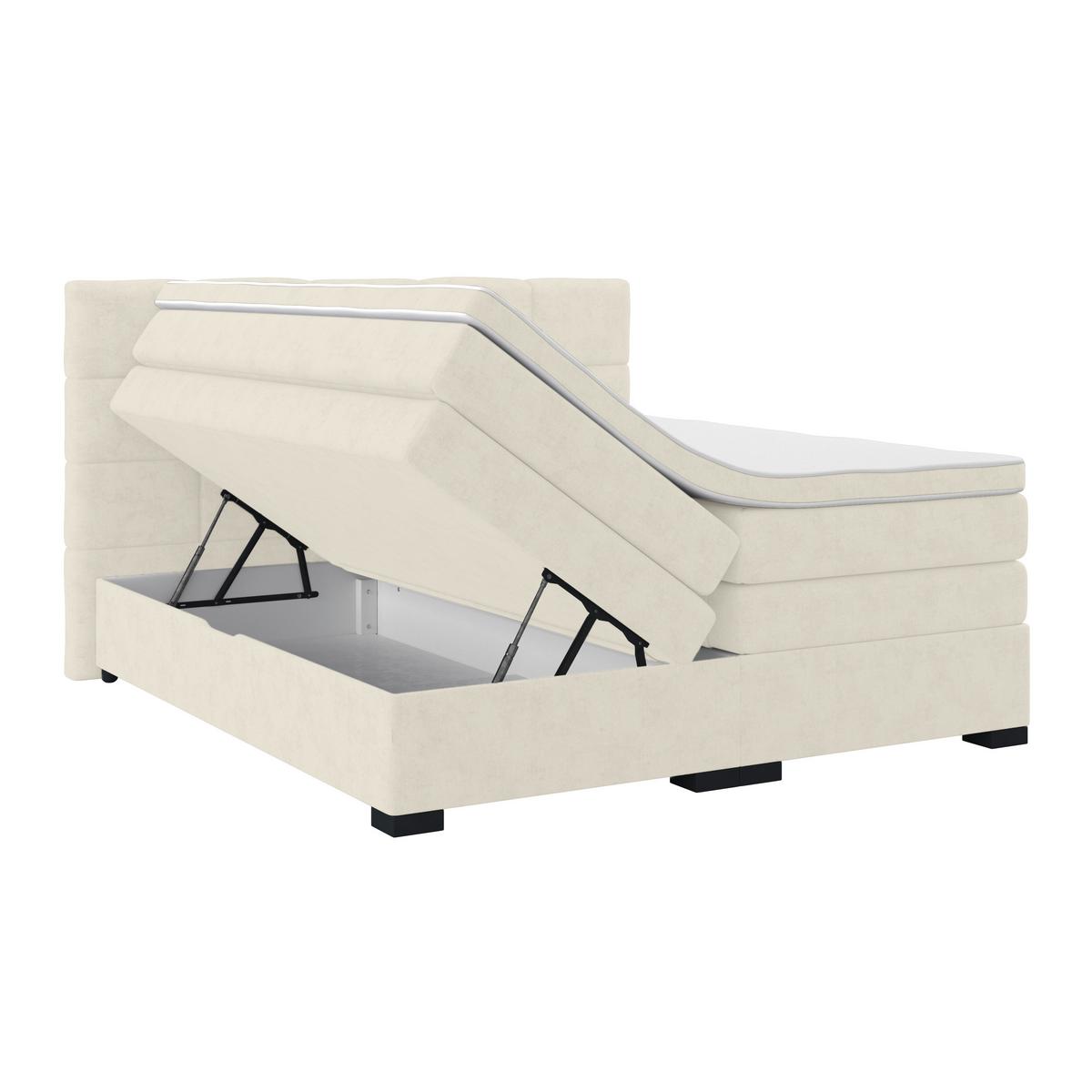 Boxspringbett April New Champagner, LF: 160x200cm - Champagner/Schwarz, KONVENTIONELL, Textil (160/200cm) - Sembella