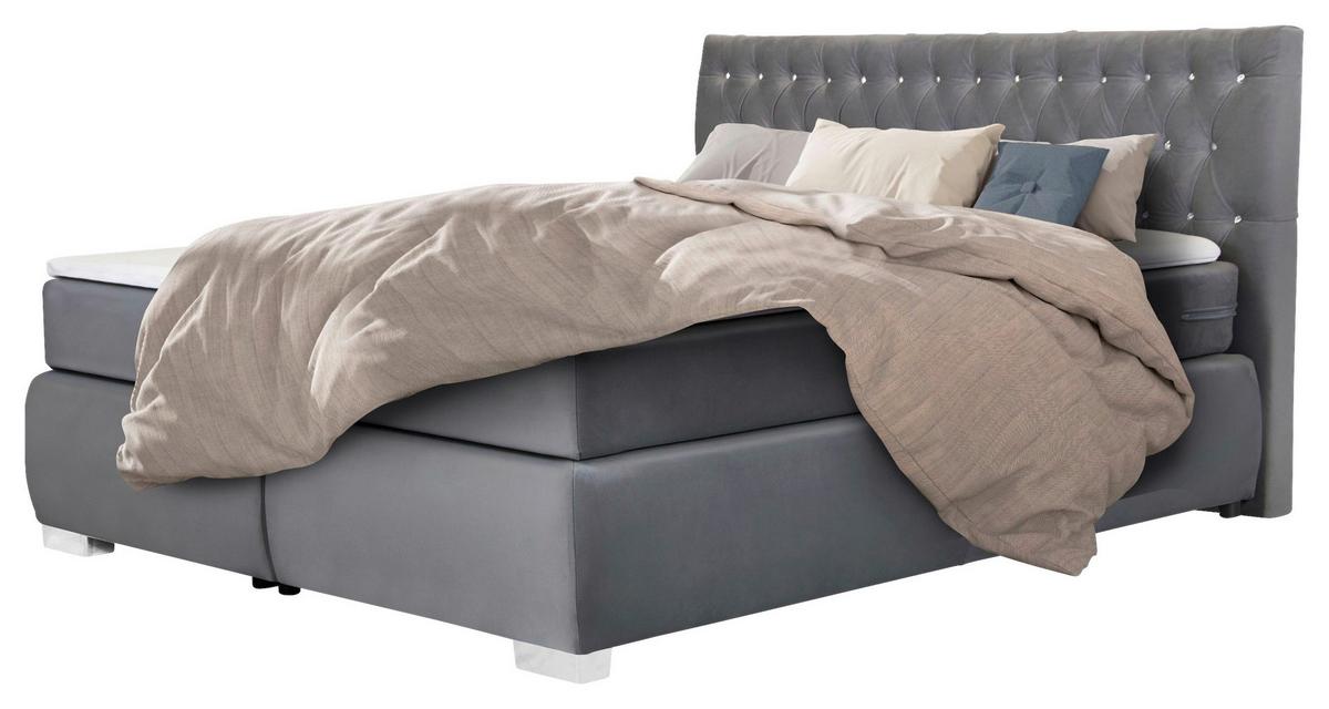 Boxspringbett Rumba Inkl. Matratze 160x200 - Platinfarben, Basics, Textil (160/200cm) - Livetastic