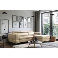 Ecksofa Torino Teilleder Hellgrau 247x173 - Hellgrau/Schwarz, Design, Leder/Textil (247/173cm) - Livetastic