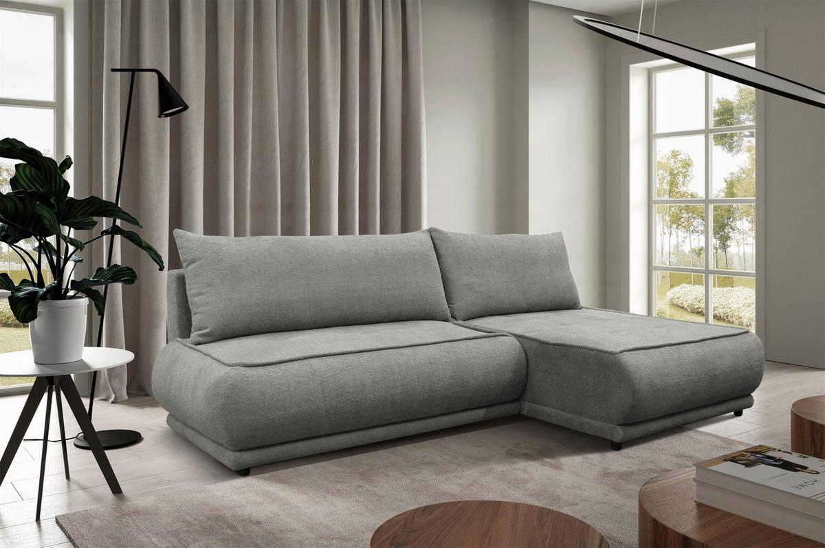 Ecksofa Paros Grau 277x179 Cm - Schwarz/Grau, Design, Textil (277/179cm) - MID.YOU