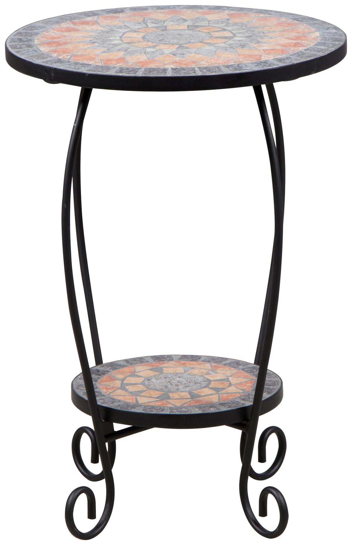 Gartenbeistelltisch 380829 - Multicolor/Schwarz, MODERN, Keramik/Metall (41/41/59cm) - Siena Garden