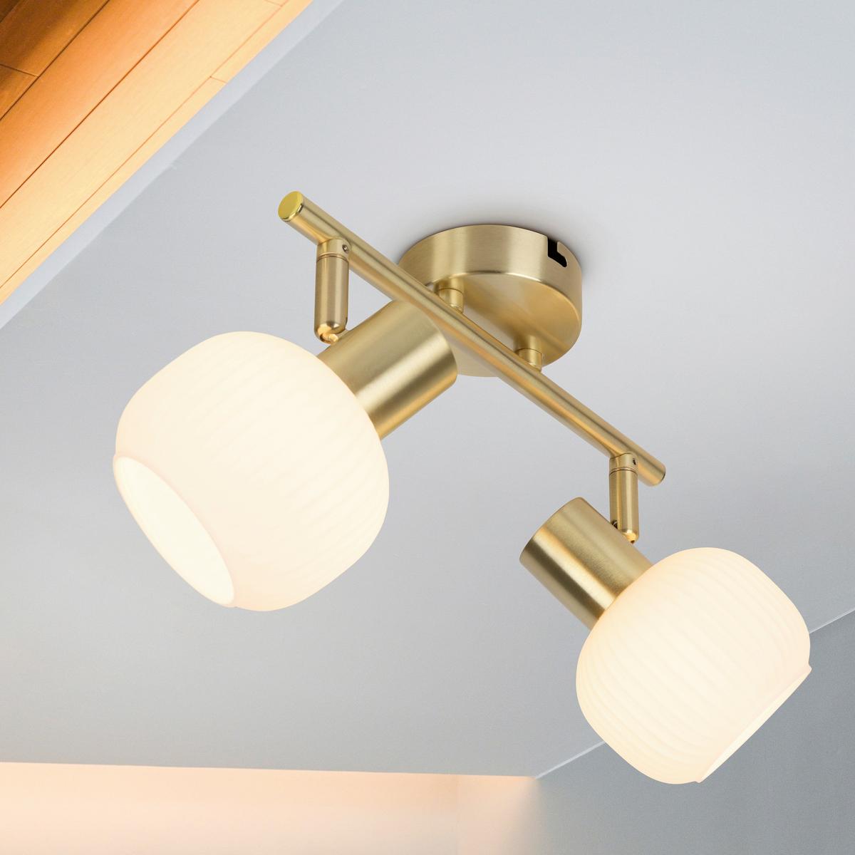 Deckenstrahler Exkl. 2xe14, 40w - Messingfarben/Weiß, LIFESTYLE, Glas/Metall (25/10/18,5cm) - Näve