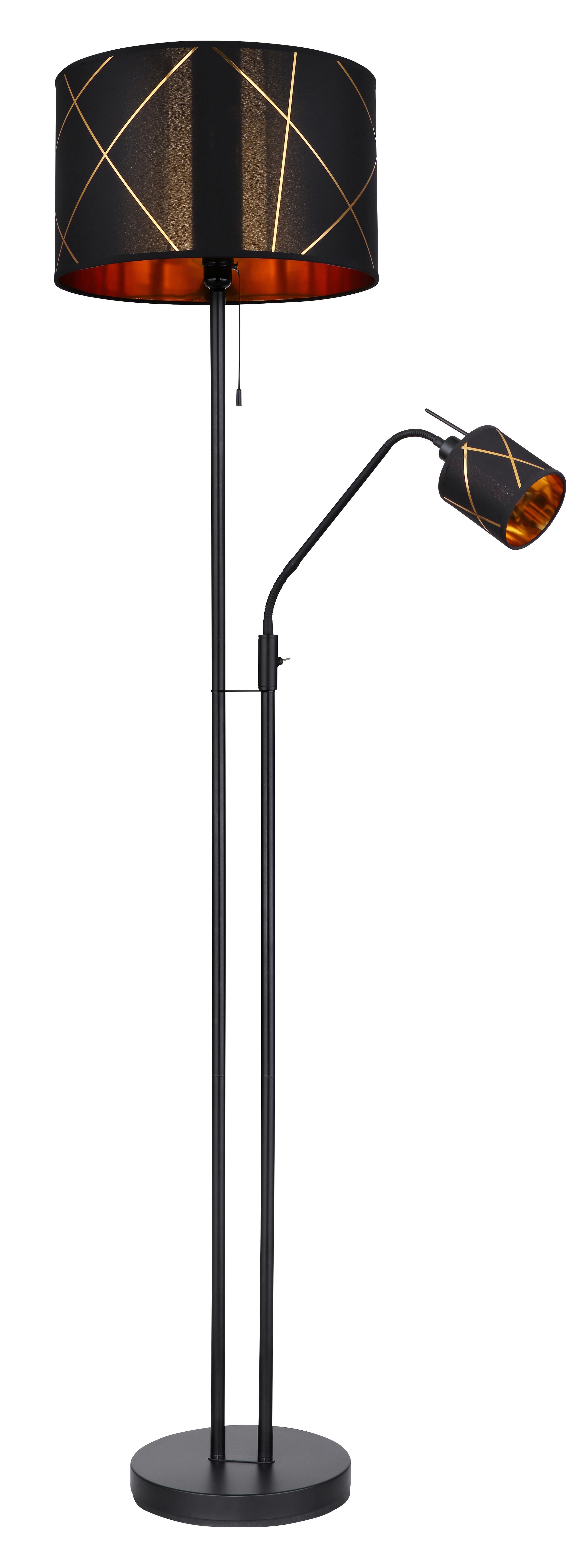 Stehlampe Vision Schwarz/Goldfarben mit Flexarm - Goldfarben/Schwarz, Design, Kunststoff/Textil (40/175cm) - Globo