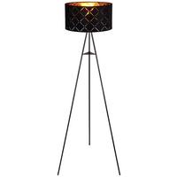 Stehlampe Schwarz mit Fußschalter - Schwarz, Design, Textil/Metall (69/149cm) - Globo