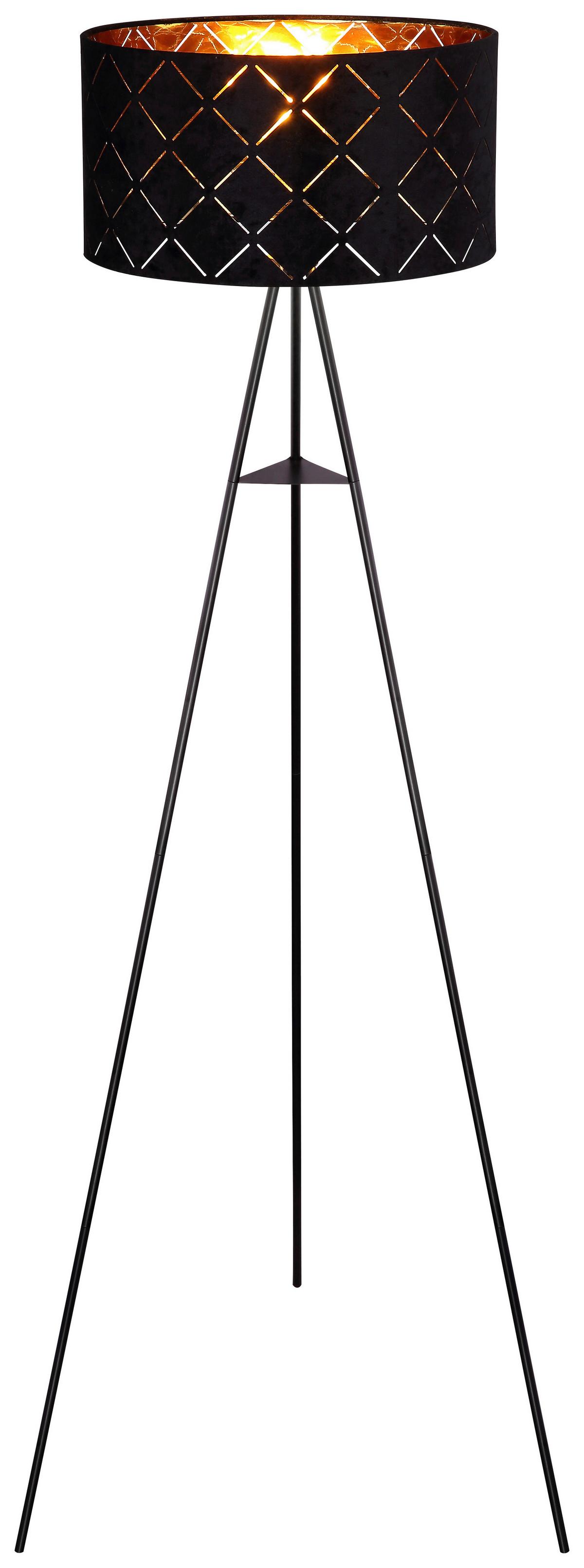 Stehlampe Schwarz mit Fußschalter - Schwarz, Design, Textil/Metall (69/149cm) - Globo