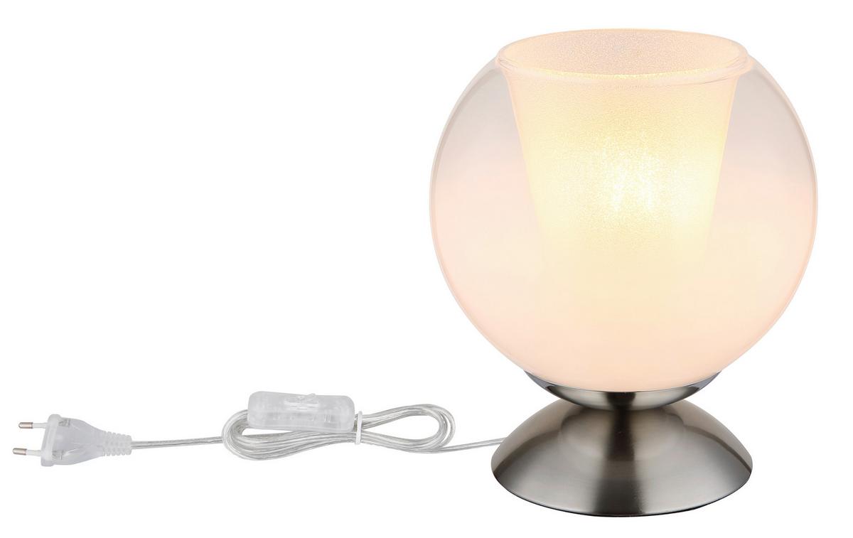 Tischleuchte Barry Grau Klar D: 18 cm - Klar/Chromfarben, Basics, Glas/Kunststoff (18/19cm) - Globo