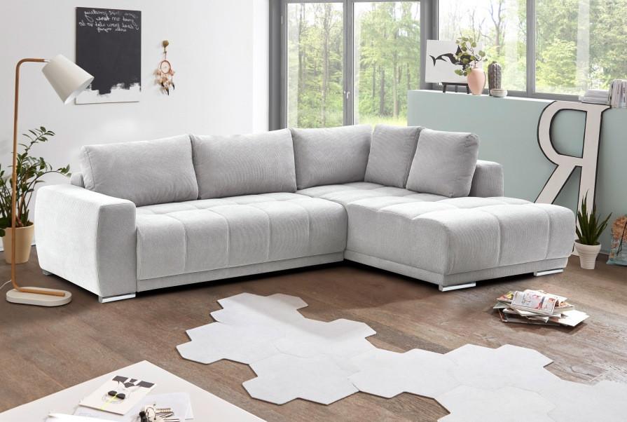 Rozkladacia sedacia súprava Figaro OTM, pravé prevedenie - strieborná, Modern, textil/plast (286/207cm)