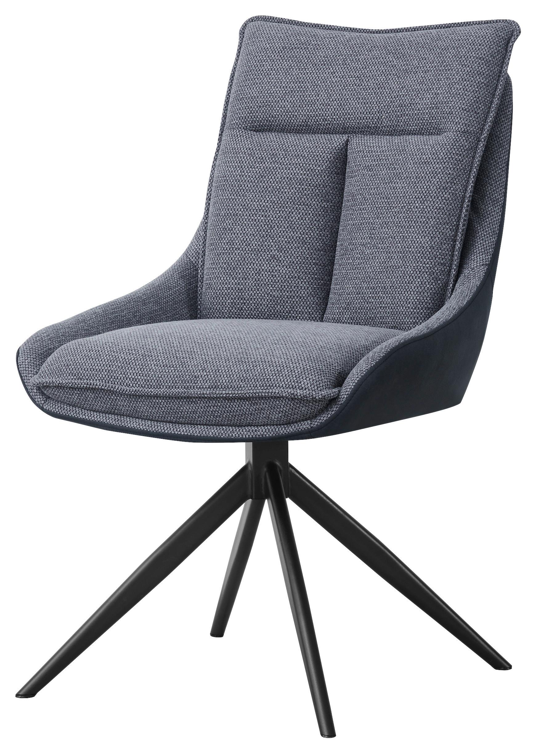 Armlehnstuhl Emilia Webstoff grau, B: 55cm - Schwarz/Grau, MODERN, Holz/Textil (55/88/65cm)