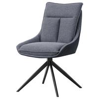 Armlehnstuhl Emilia Webstoff grau, B: 55cm - Schwarz/Grau, MODERN, Holz/Textil (55/88/65cm)