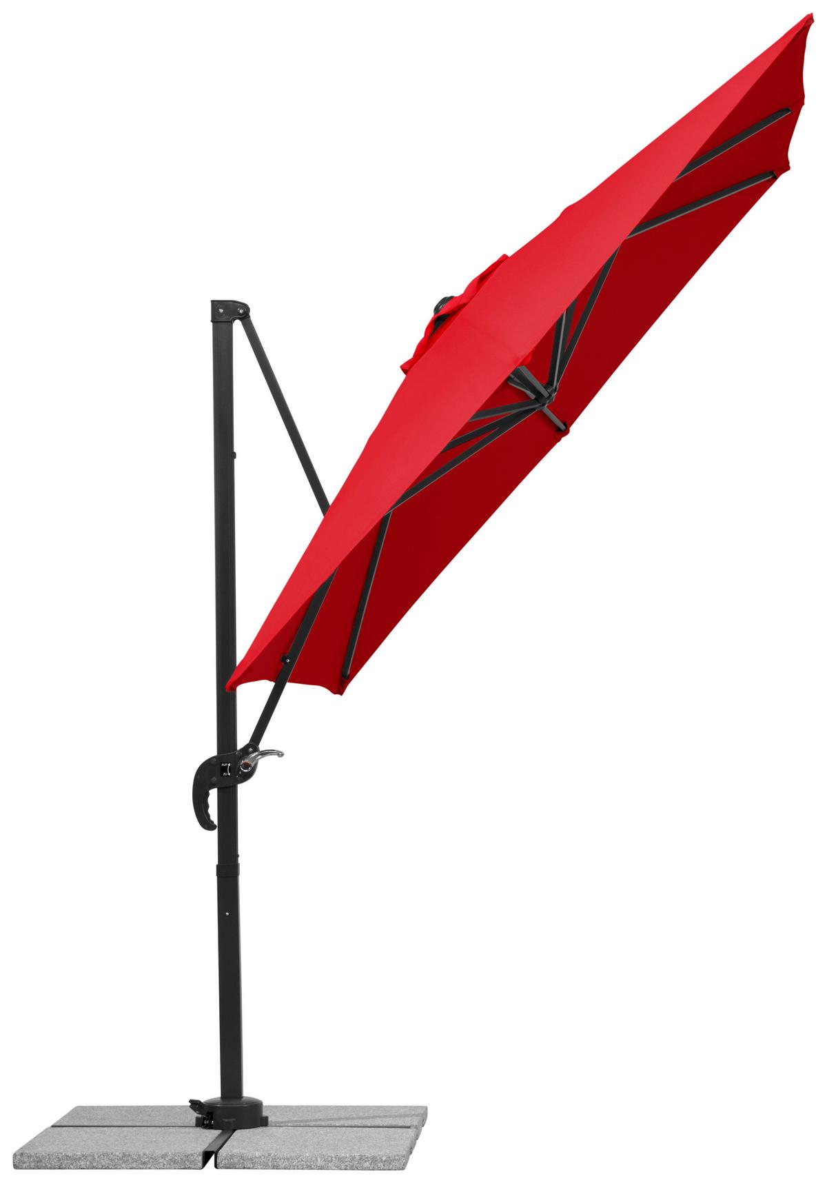 Ampelschirm Rhodos Junior BxHxT: 300x239x230 cm Rot - Anthrazit/Rot, Basics, Textil/Metall (300/239/230cm) - Schneider