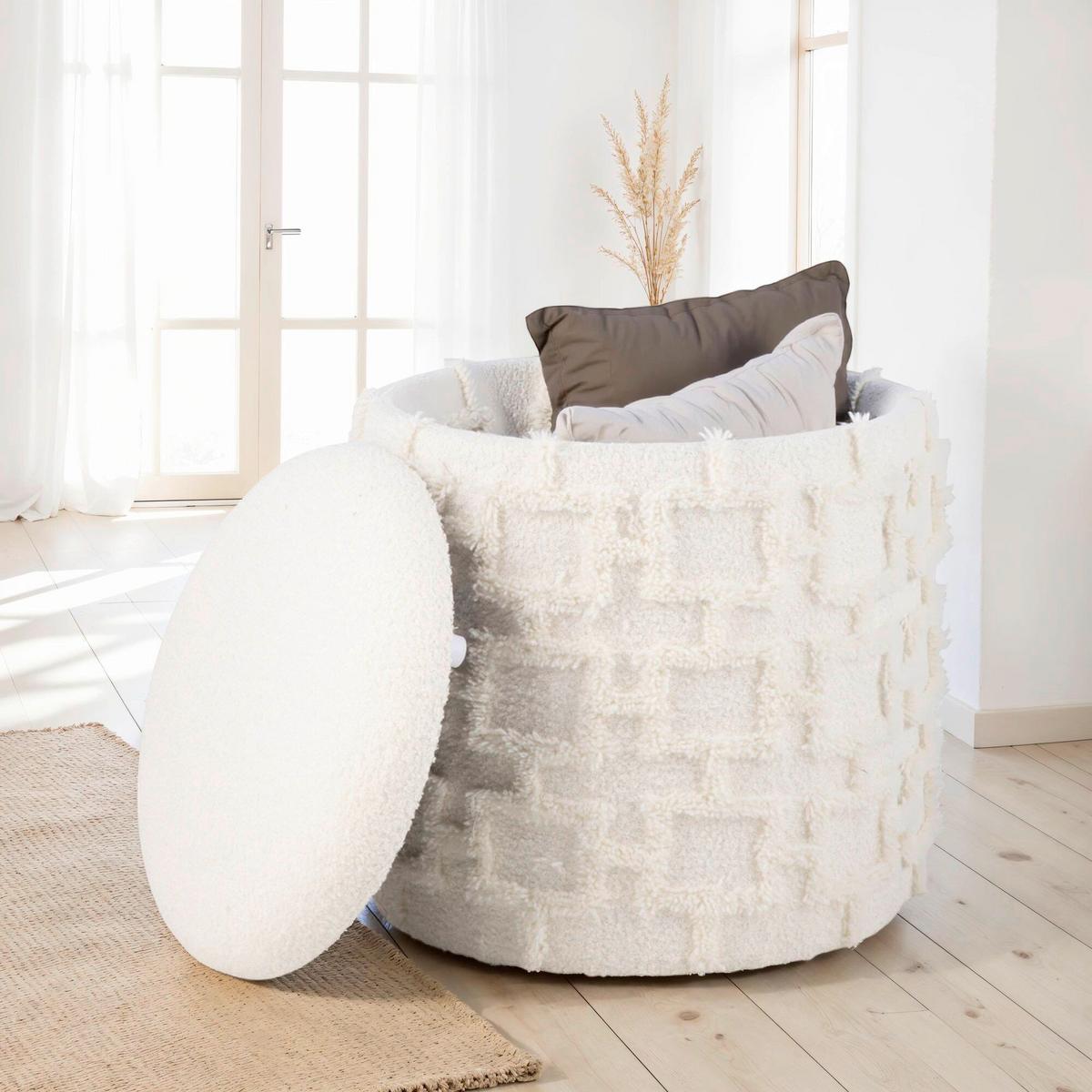 Hocker Creme B: 40cm - Creme, Basics, Textil (40/45/40cm) - Livetastic