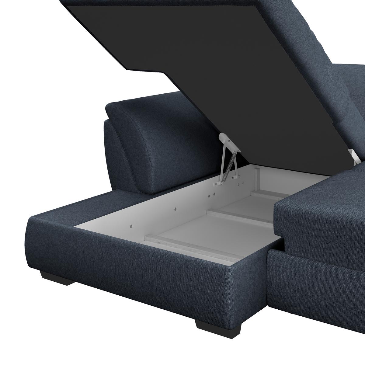 Ecksofa Berisso - Schwarz/Dunkelblau, Design, Textil (187/278cm) - Ondega