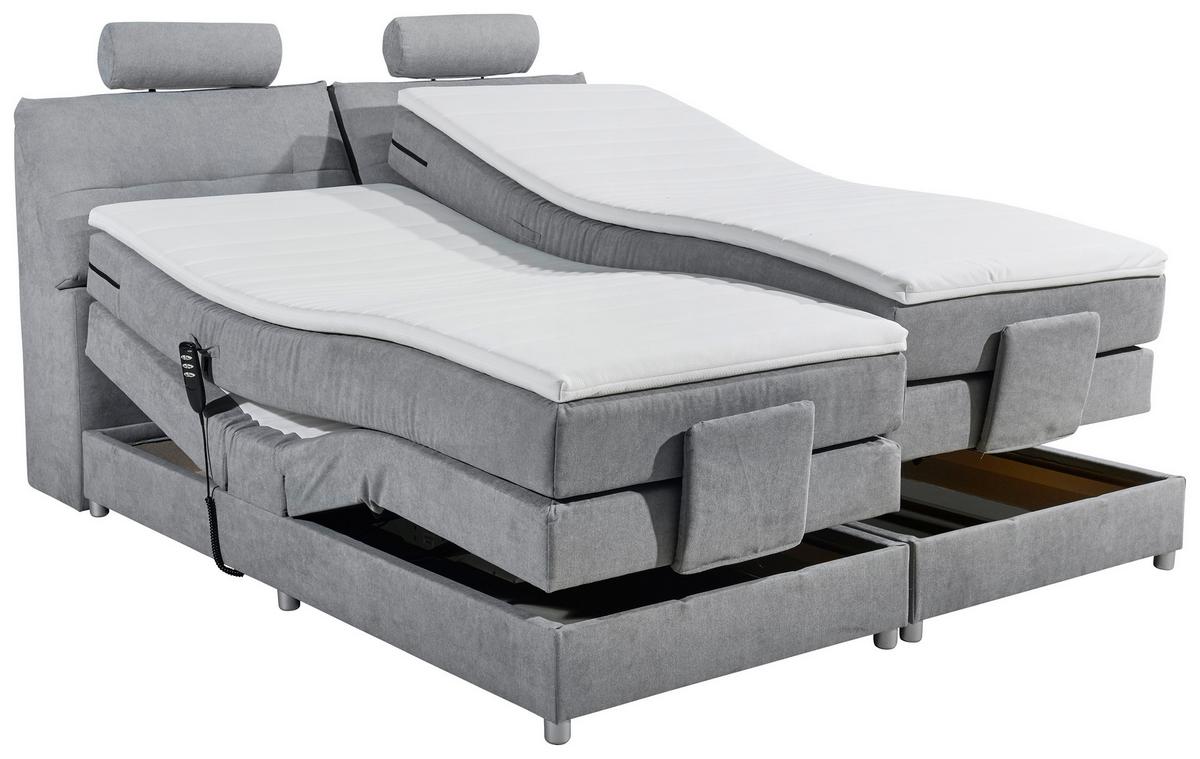 Boxspringbett Mit Topper Elektrisch 180x200 Cm Palermo - Silberfarben/Hellgrau, MODERN, Holzwerkstoff/Textil (180/200cm) - MID.YOU