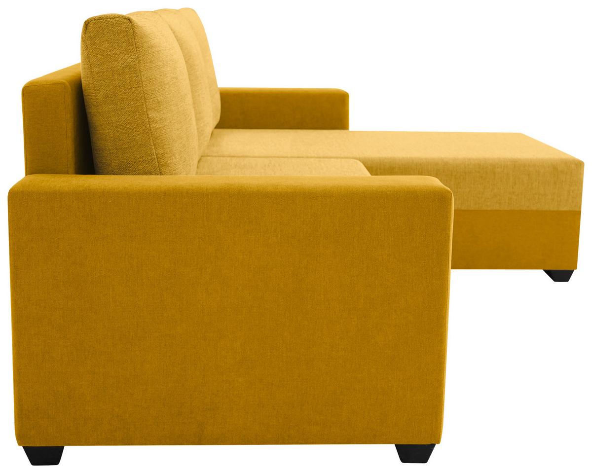 Ecksofa Asna, Gelb S: 252x155 cm - Gelb/Schwarz, Design, Textil (252/155cm) - Livetastic