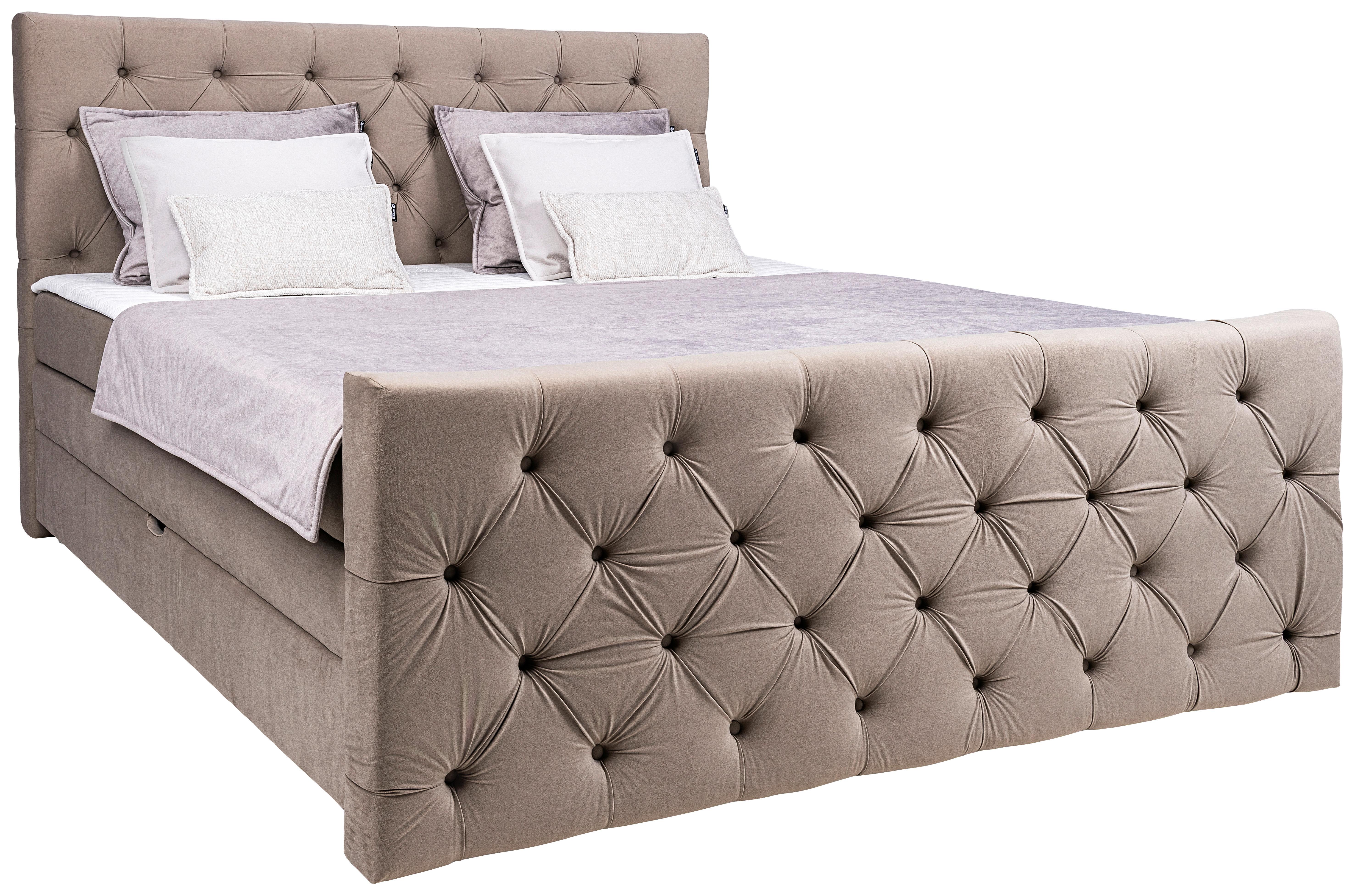Boxspringbett Swing 2 Beige 180x200 cm H3 - Beige/Schwarz, ROMANTIK / LANDHAUS, Textil (184/121/236cm) - James Wood