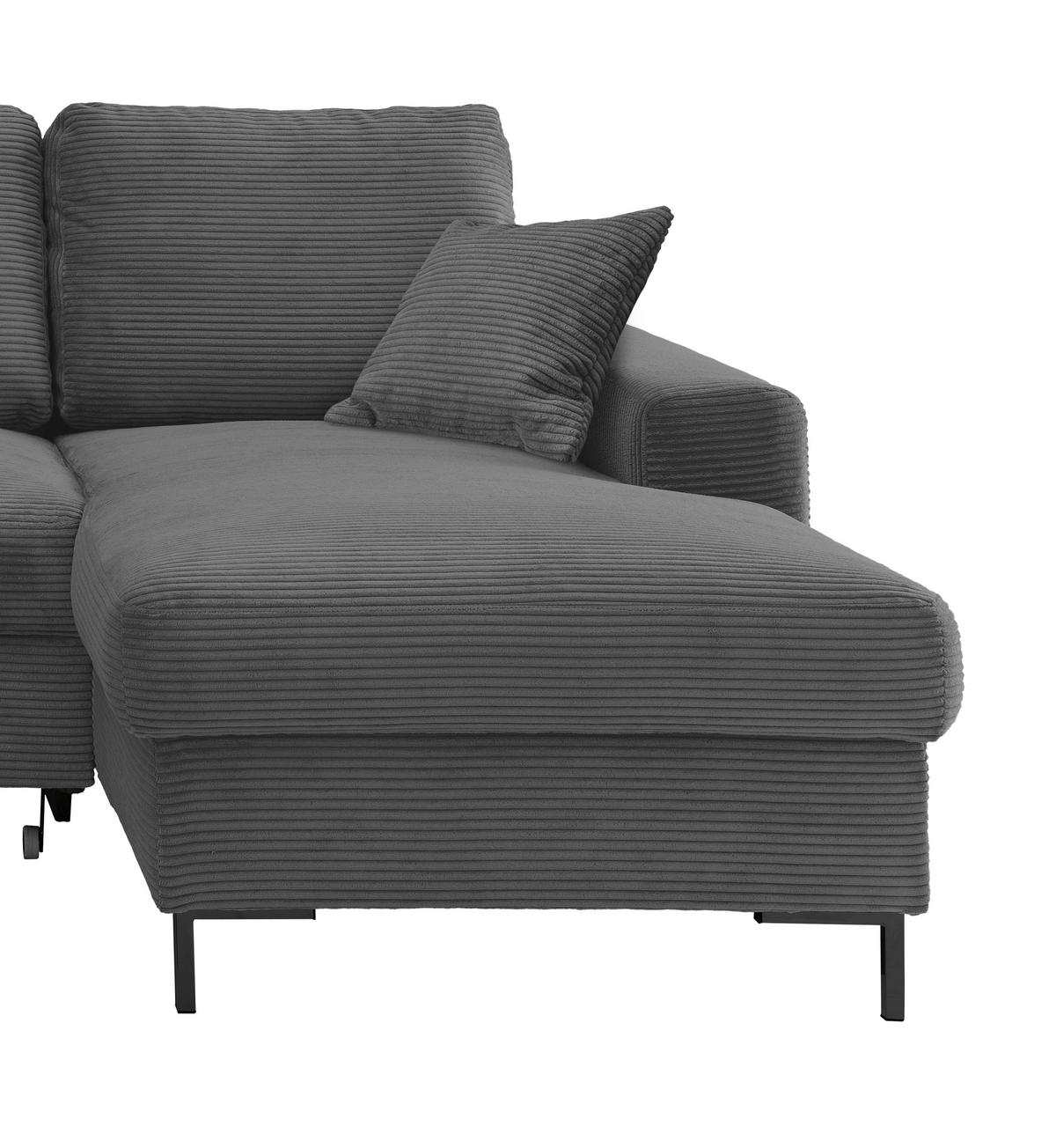 Eckschlafsofa Zona Grau S: 237x143 Cm - Schwarz/Grau, KONVENTIONELL, Textil (237/143cm) - Livetastic