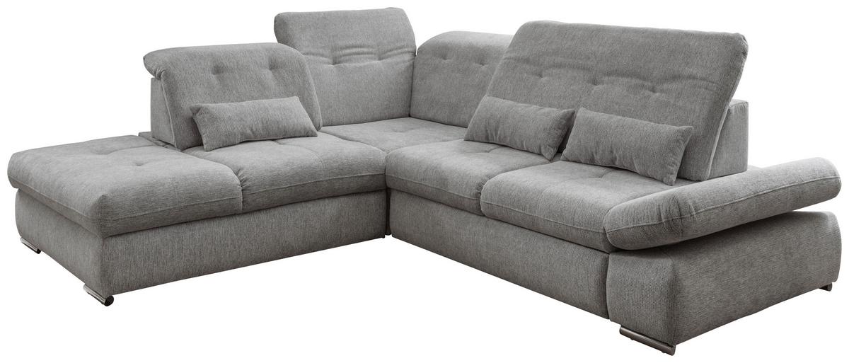 Ecksofa mit Schlaffunktion Dalida Silberfarben - Chromfarben/Silberfarben, Design, Textil (254/280cm) - Livetastic