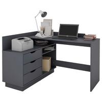 Eckschreibtisch Mit Stauraum B 129 Cm H 83,5 Cm Belfast - Anthrazit, Basics, Holzwerkstoff (129/83,5/105cm) - MID.YOU