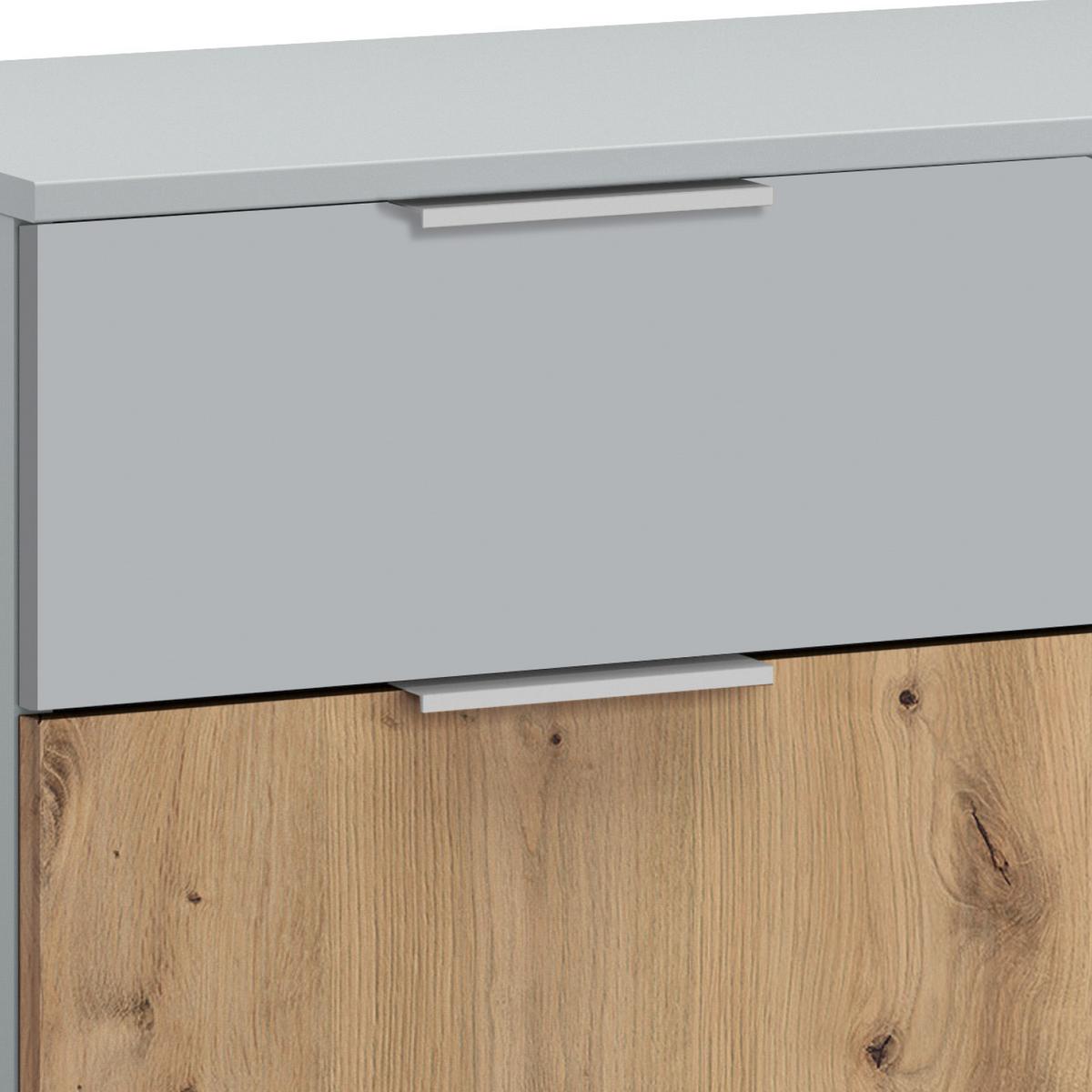 Kommode Modern 93 cm Alabama Extra Hellgrau - Hellgrau/Alufarben, MODERN, Holzwerkstoff (93/81/42cm)