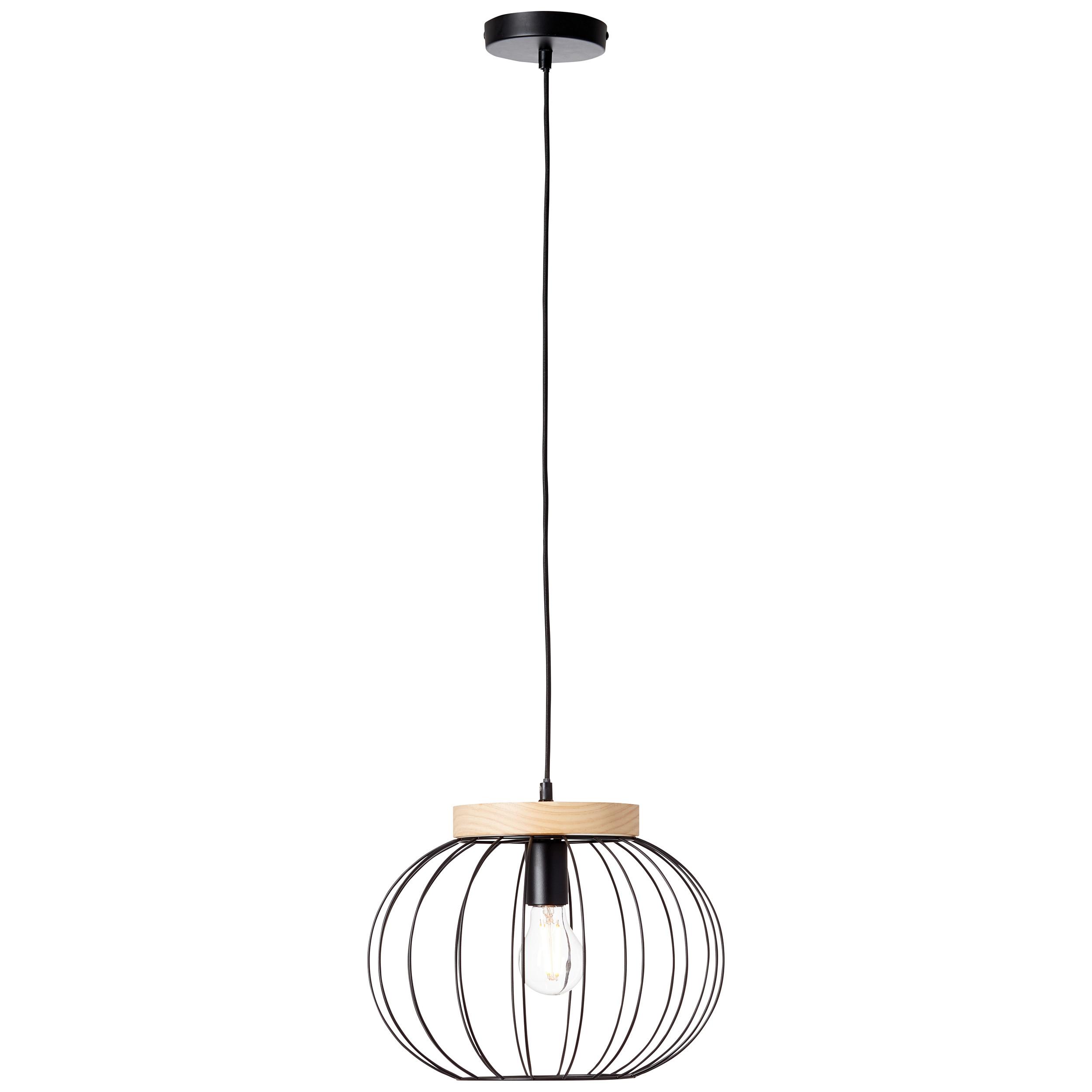 Hängeleuchte Sorana H: 130 cm 1-Flammig, Holz/Metall - Schwarz/Braun, Design, Holz/Metall (35.5/130cm) - Brilliant