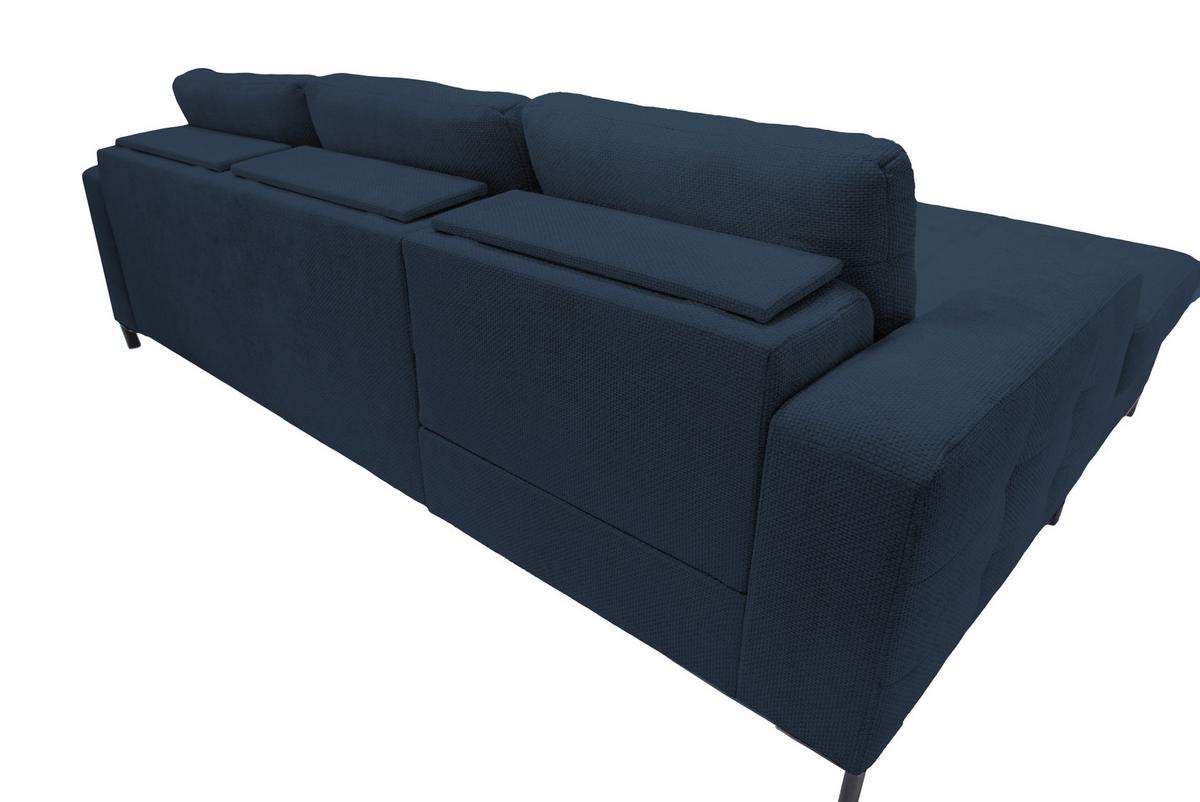 Ecksofa Bonito, Dunkelblau Schenkel: 176x255 cm - Schwarz/Dunkelblau, Design, Textil (176/260cm) - Livetastic