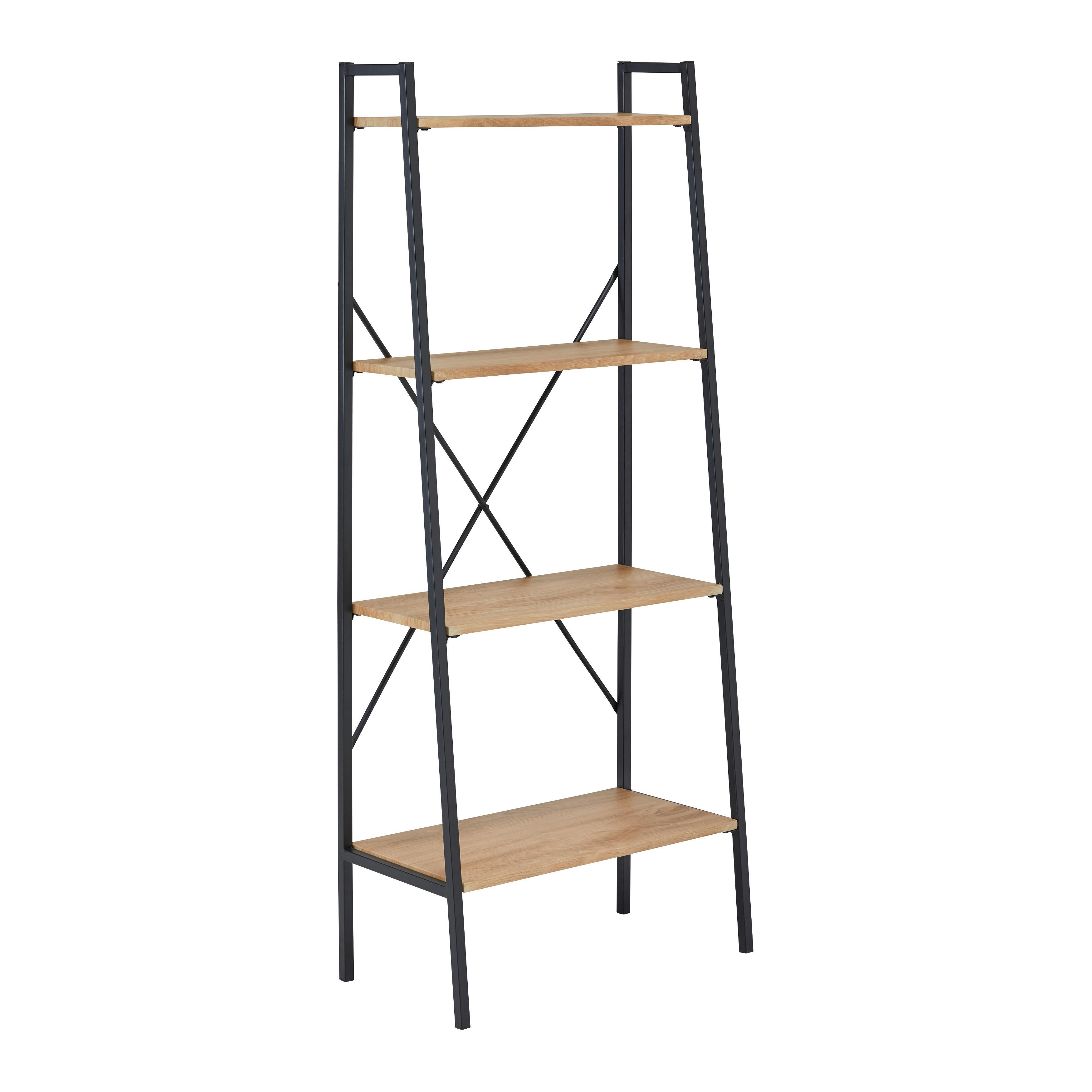 Regal GIORGIA 60 cm - černá/přírodní barvy, Moderní, kov/dřevo (60/148/32cm) - Bessagi Home