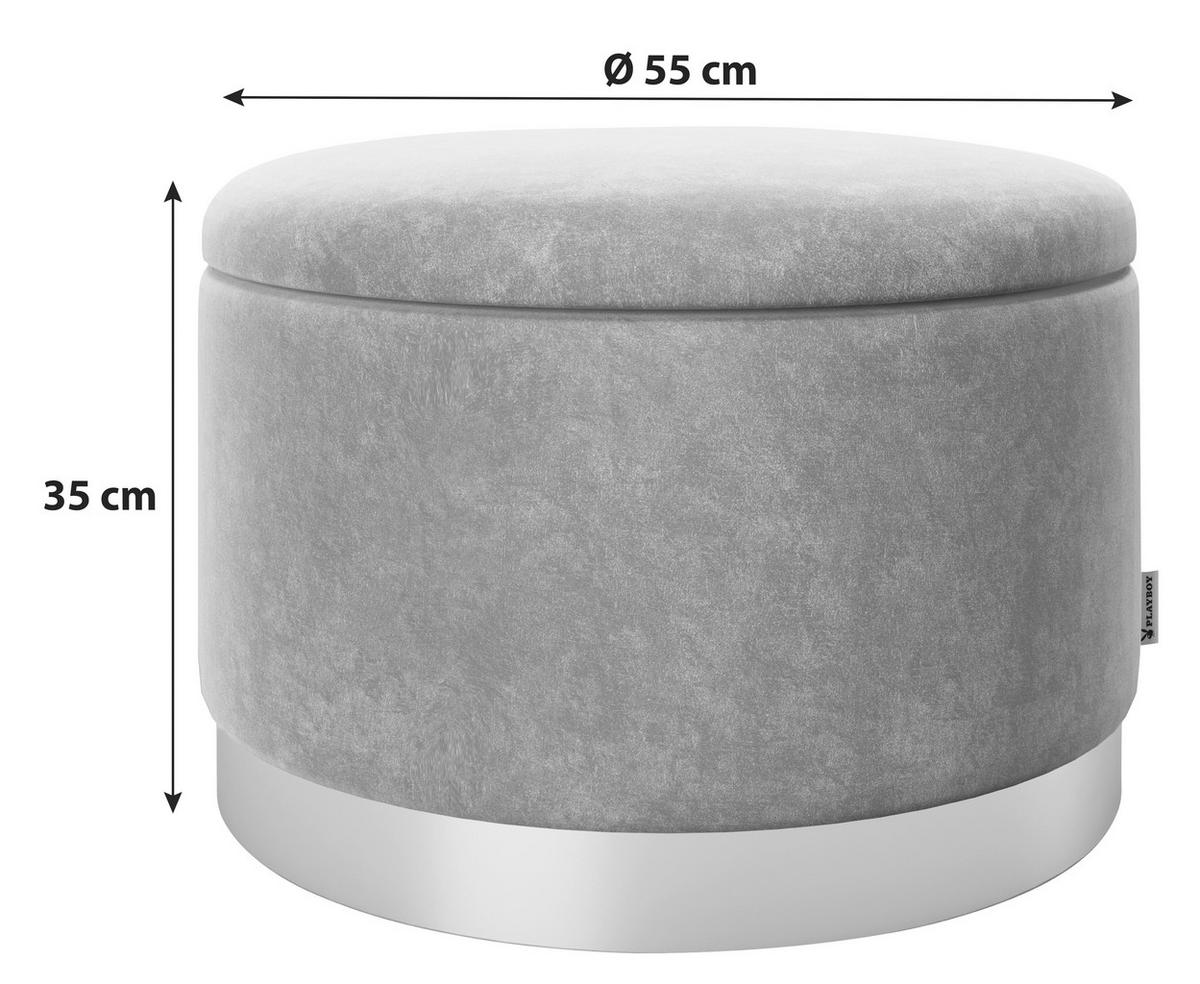Pouf Sue Samt Blau/Goldfarben DxH 55x35 cm mit Stauraum - Blau/Goldfarben, LIFESTYLE, Textil (55/35/55cm) - Playboy