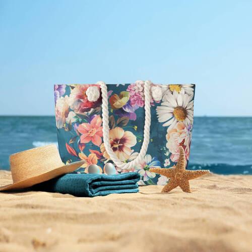 Strandtasche Novara Blau 43x60 cm - Blau, KONVENTIONELL, Textil (43/60cm)