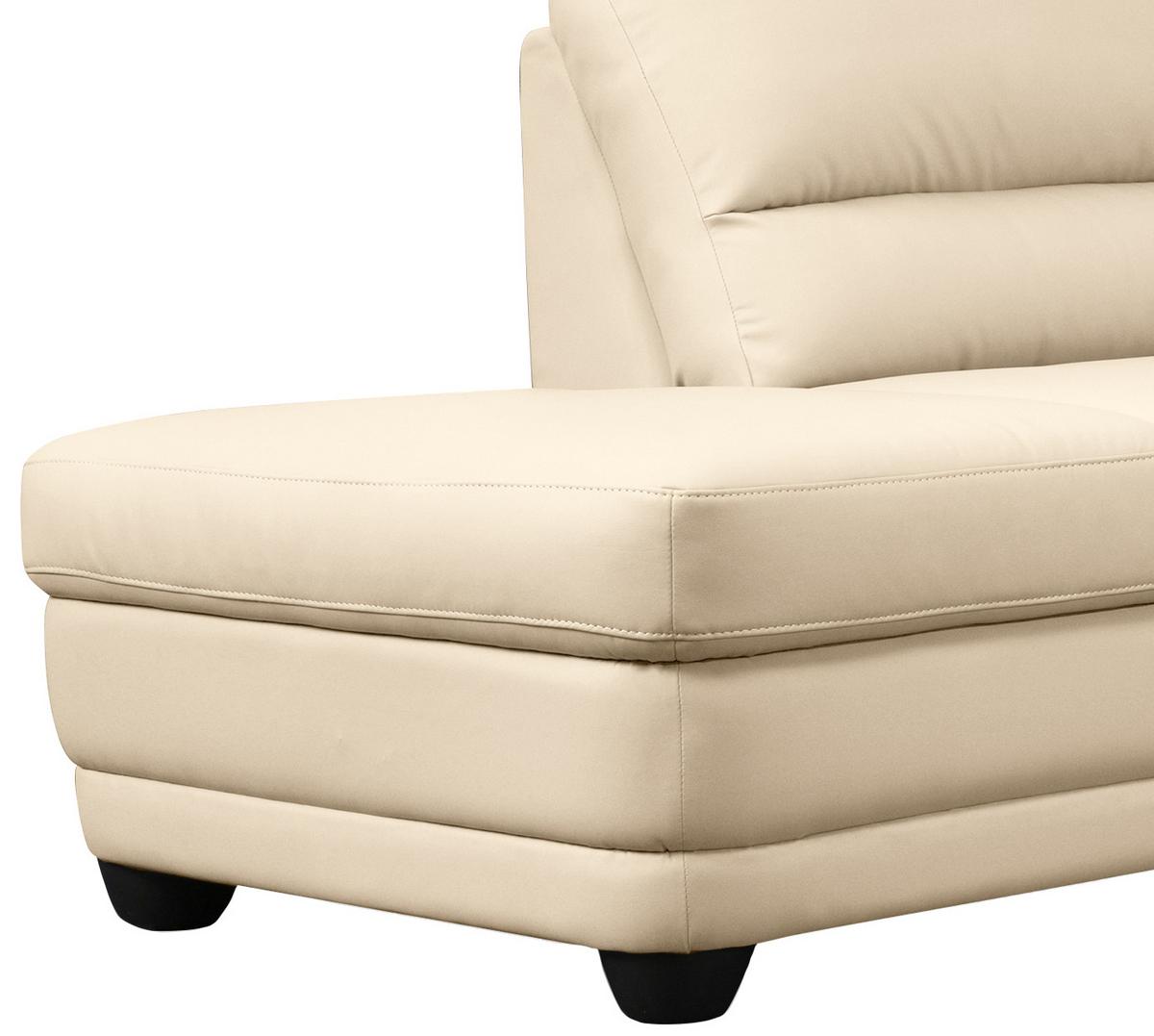 Ecksofa Nebolo Beige Lederlook - Beige, Design, Textil (225/245cm) - Livetastic