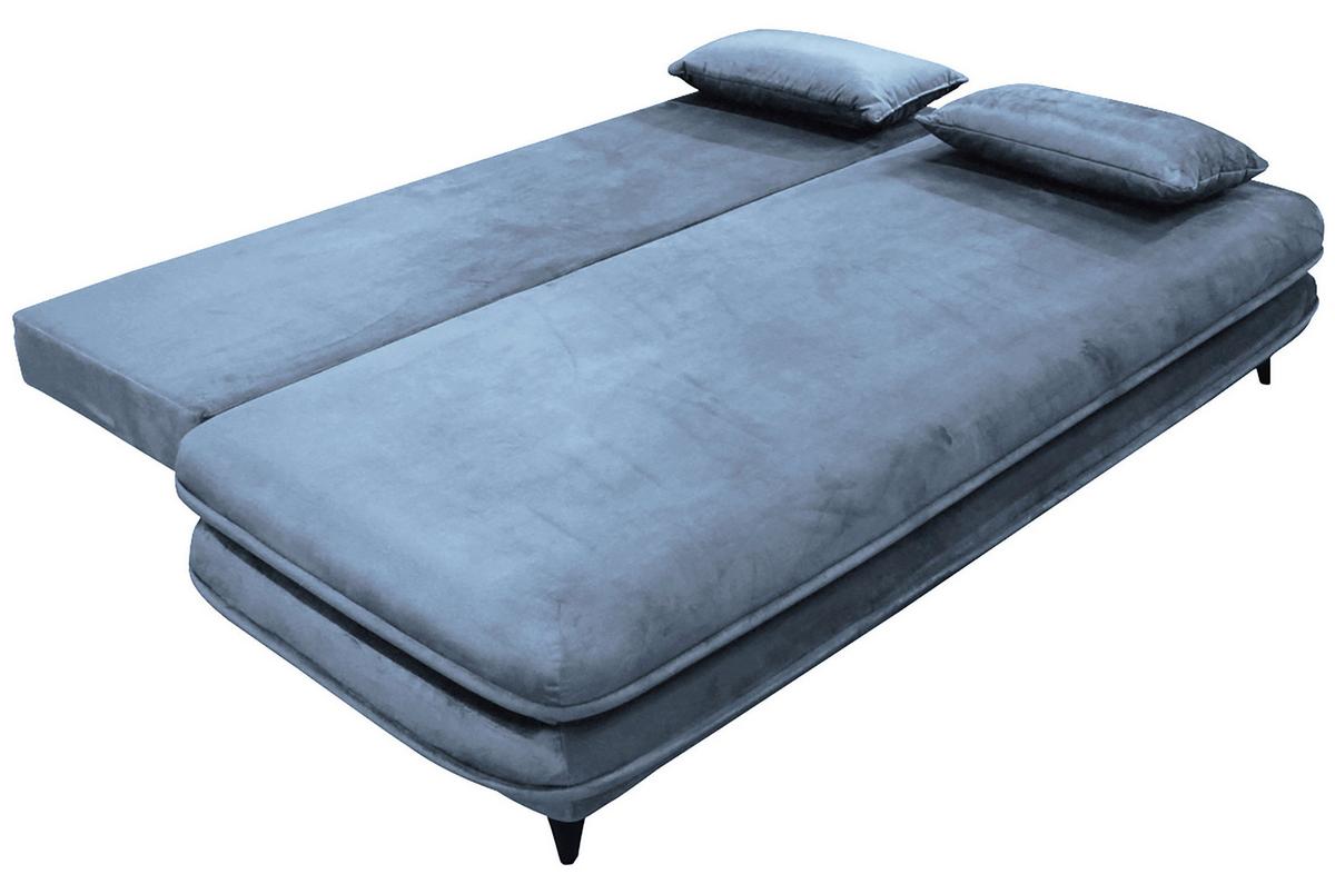 Schlafsofa Look Hellblau inkl.bettkasten+schlaffunktion - Schwarz/Hellblau, Design, Textil (217/73/86/106cm) - MID.YOU