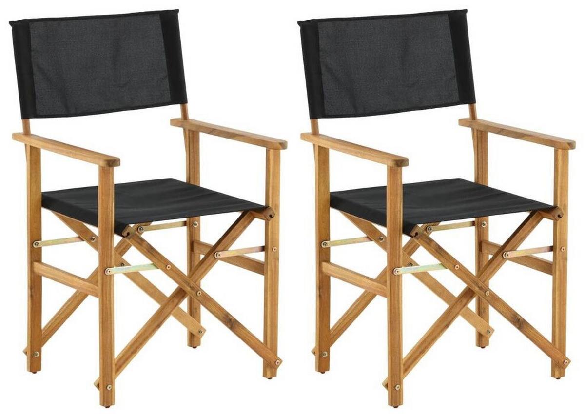 Klappstuhl Marion - Schwarz/Akaziefarben, KONVENTIONELL, Holz/Textil (53/90/55cm) - Gardenson