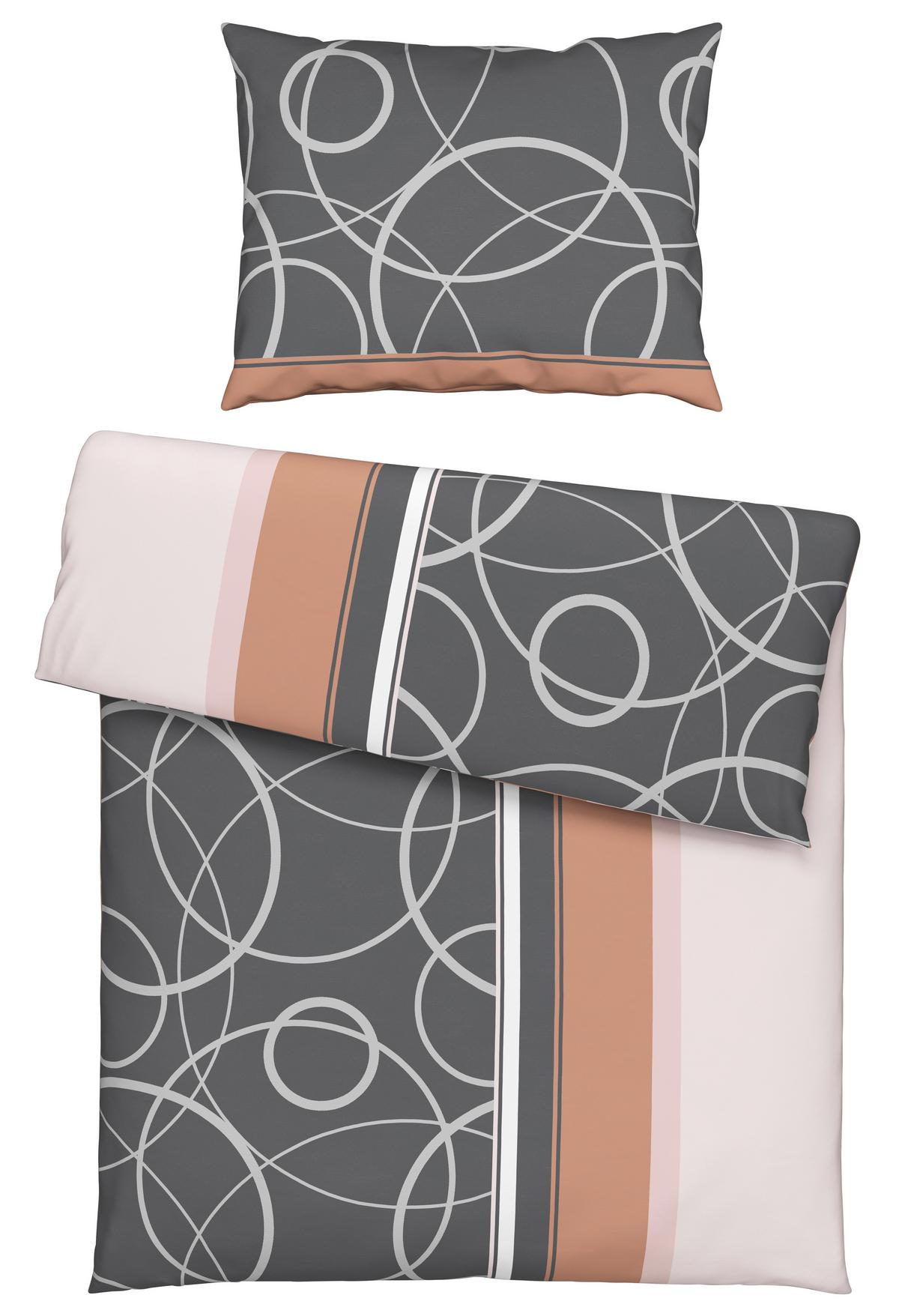 Bettwäsche 140x200 cm Liv Mikrofaser Grau/Rosa - Rosa/Grau, MODERN, Textil - Luca Bessoni