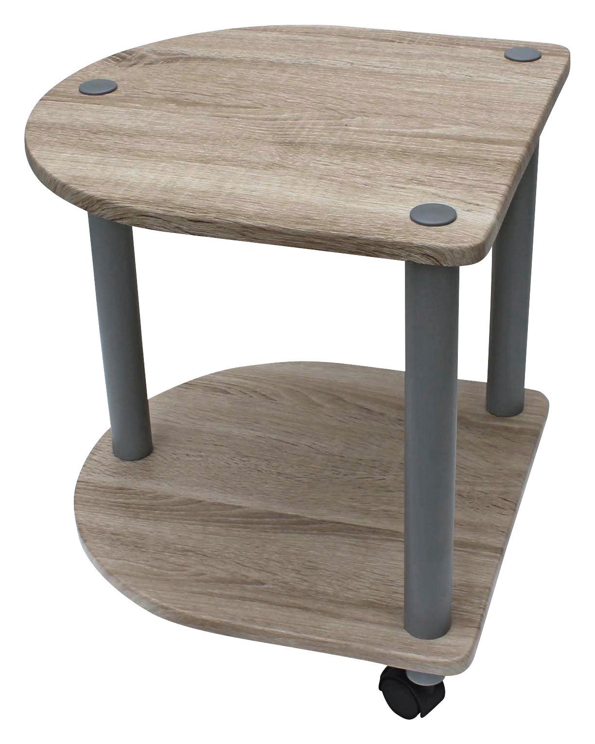 Odkladací Stolík Felix - sivá/farby duba, Moderný, kov/kompozitné drevo (40/45/40cm)