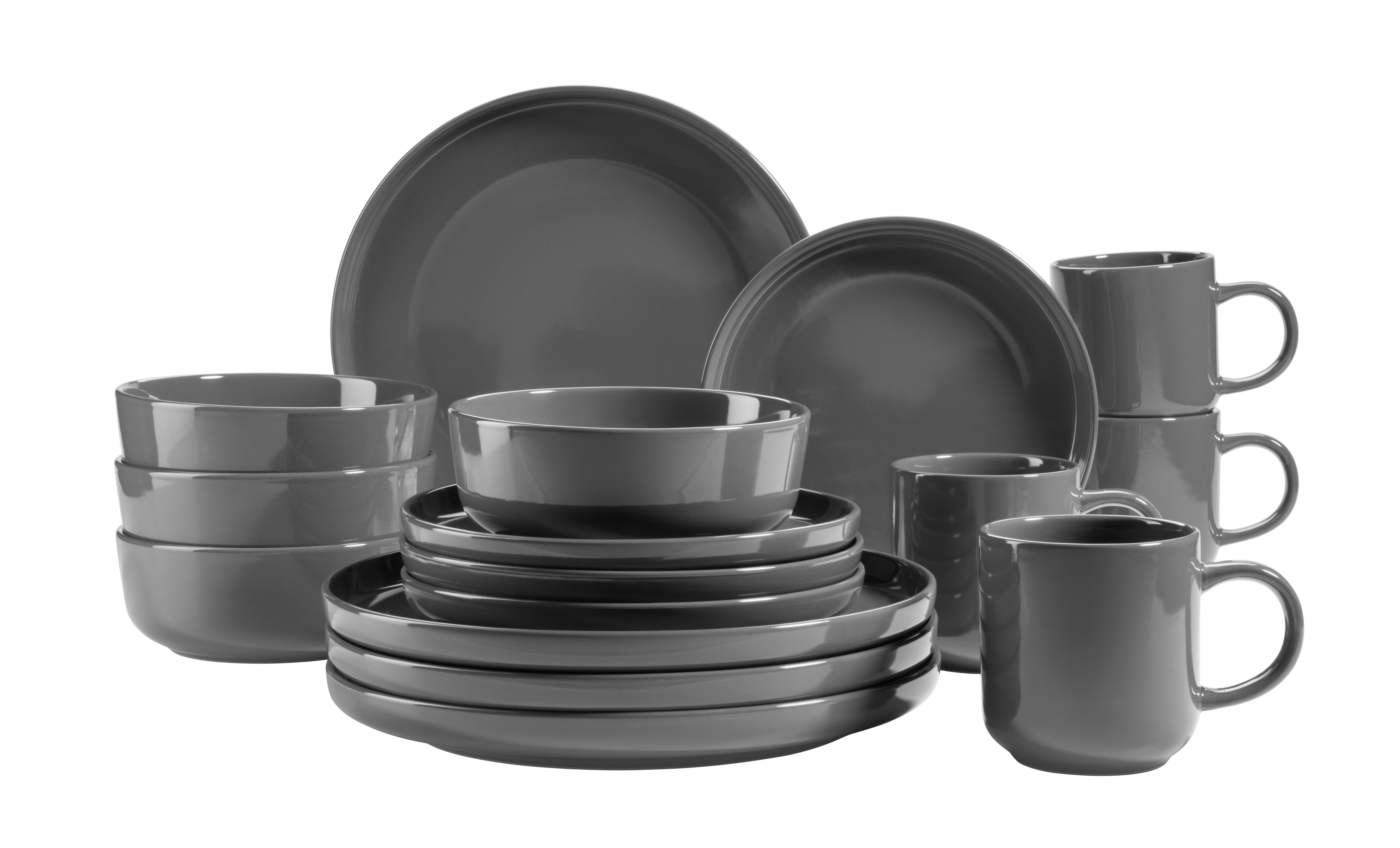 Kombiservice Alenia 4 Personen Geschirr Set - Grau, Basics, Keramik (32/31,5/30cm) - Mäser