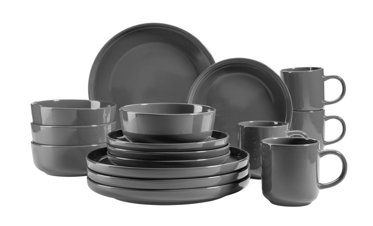 Kombiservice Alenia 4 Personen Geschirr Set - Grau, Basics, Keramik (32/31,5/30cm) - Mäser